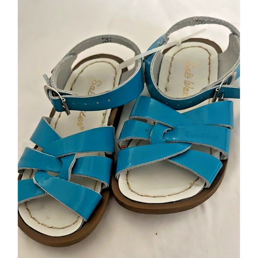 Salt‎ Water Sandals Original Patent Leather Turquoise Little girl Size US 10